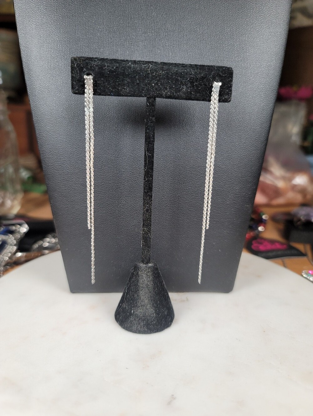 Vintage Silver Chain Drop Earrings